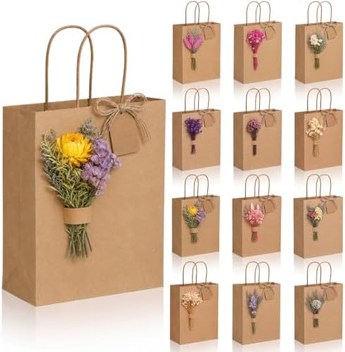 Kolldenn 24 Pack Rustic Gift Bags with Dried Flowers Bridal Shower by Unknown
