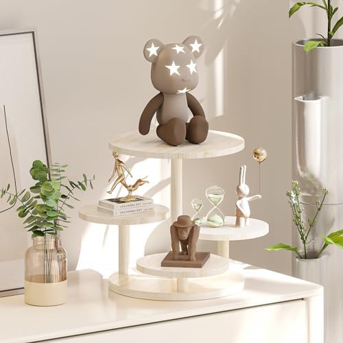 HURZMORO 4 Tier Round Cupcake Tower Stand for 50 Cupcakes,Wood Cake Stand with Tiered Tray Decor,Farmhouse Tiered Tray Decor,Cupcake Display for Birthday Graduation Baby Shower Tea Party,White - Image 4