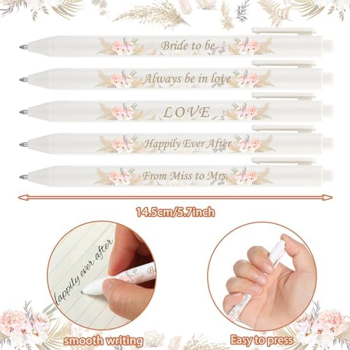 Fulmoon 75 Pcs Bridal Shower Pens Bulk Wedding Pens Favors Bachelorette Engagement Party Gifts Baby Shower Pen Prizes Souvenirs Bag Supplies for Guest Game Office School (Elegant Color,Boho) - Image 2