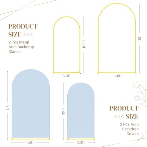 Toolterritary Metal Arch Backdrop Stand and Cover Set, 8FT, 6.6FT Party Backdrop, Easy to Assemble, Backdrop Stand for Parties, Birthday, Baby Shower - Image 2