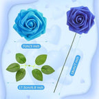 100 Pcs Artificial Rose Flowers, Gradient Blue - Image 2