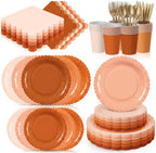 Zhehao 175 Pcs Burnt Orange Fall Party Supplies Serve 25 Guests by Zhehao