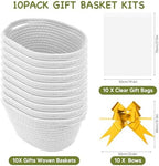 AFOROEOA 10PACK Baskets for Gifts Empty, 12"x 8"x 5" Woven Gift Baskets with Gift Bags and Bows Empty Gift Baskets for Christmas Shelf Small Storage Baskets with Handles, White - Image 2