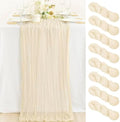Cheesecloth Table Runner Beige Cream Fall Wedding Table Runner 10ft, 8 Pack by MLMC