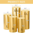SaitiMade Set of 5 - Gold Cylinder Pedestal Stand Covers - Image 2