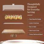 HOMESPHERE Acacia Wood Cake Stand with Lid, 2-in-1 Charcuterie Board, 17x13 - Image 4