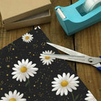 susiyo 2 Rolls White Daisies on Black Background Birthday Wrapping Paper Roll - Mini Wrapping Paper for Christmas, Party, Holiday, Father's Day, Baby Shower,Wedding - Image 4