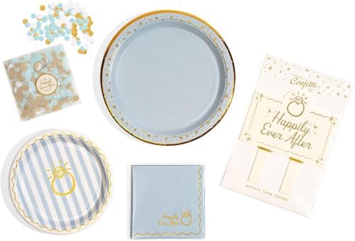 Bridal Wedding Celebration, Stylish Tableware Set for 8 Guests – Blue/Cream - Image 6