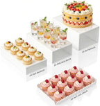 Food Display Stands, 4 PCS Acrylic Buffet Risers for Party Table, U-Shaped Tiered Acrylic Display Risers for Catering Dessert Drink Party Supply, Scalloped Serving Tray for Cupcake Fruit (Glossy White 4 PCS) by JINGOYUE