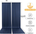 10x15 ft Wrinkle Free Navy Blue Backdrop Curtain for Wedding Parties, Silky Polyester 2 Panels 15 ft Long Photo Backdrop Drapes Back Drop Cloth Drapery for Birthday Graduation Photography Background - Image 6