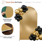 Gold Shimmer Arch Backdrop Cover Set of 3 (6 6.6 7.2FT) with Zipper,Thick Soft Stretchy Sequin Glitter Spandex Fitted Chiara Cover for Wedding Birthday Baby Shower Graduation Party Photo Backdrop - Image 4