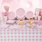 Funnymoom 452 Pcs Pink Gingham Party Decoration Supplies Serve 50 Guests - Image 4
