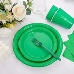 MirthMood 350pcs Green Plastic Plates,Green Plates Set for Birthday - Image 3