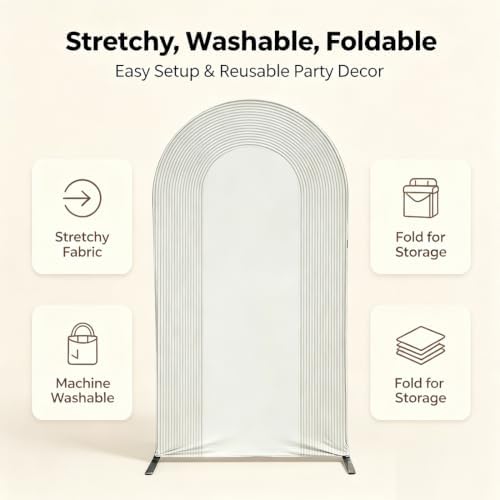 Ripples Arch Backdrop Cover Spandex Background for Baby Birthday Baby Shower Wedding Party Decoration (Beige Ripples,5x2.2ft) - Image 4