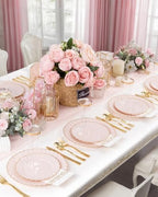 YOUBET 175PCS Pink Scalloped Plastic Plates for Party Wedding Baby Shower - Image 3