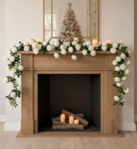 2Pcs 12Ft Bendable Flower Garland Faux Rose Vine for Wedding Decor,White - Image 6