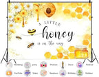 17X10ft Fabric A Little Honey is on The Way Backdrop Baby Shower Sunflower Sweet Honeybee Honeycomb Background Baby Shower Party Decorations Photography Studio Banner Photo Booth Props - Image 2