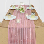 Pearl Table Runner Tulle Gauze Sheer Wedding Party Home Decor - Image 2