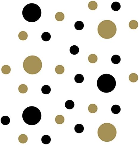 Black/Metallic Gold Vinyl Wall Stickers - 2 & 4 inch Circles (150 Decals) - Image 3