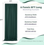 30ft x 8ft Wrinkle Free Hunter Green Backdrop Curtain for Jungle Parties, 6 Panels 5×8ft Soft Silky Green Polyester Photo Backdrop Drapes for Wedding Birthday Photography Christmas Background Cloth - Image 5