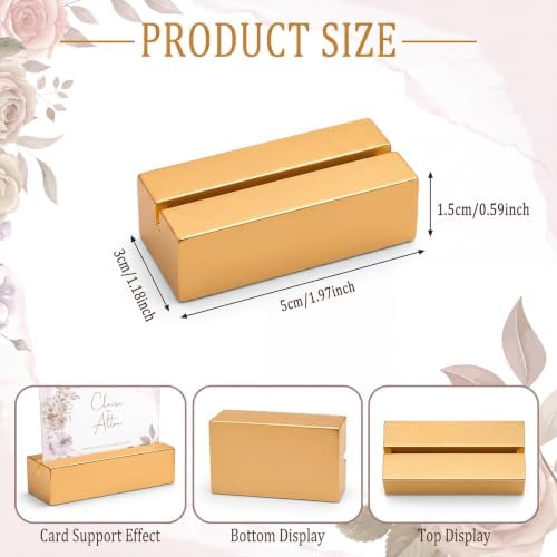 Vicenpal Table Number Holders Acrylic Stands, Rectangle, Gold, 20 Pcs - Image 3
