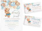 All Ewired Up We Can Bearly Wait Baby Shower Invitation, Blue Teddy Bear Baby Shower Invite, Library, Diaper Raffle, Balloons, Personalized Large 5X7 by AllEwiredUp