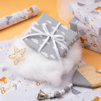 WRAPAHOLIC Jumbo Reversible Baby Shower Wrapping Paper - 30 Inch x 100 Feet Jumbo Roll - Grey Animal Design Neutral Baby Shower, Boys Girls Kids Birthday - Image 5