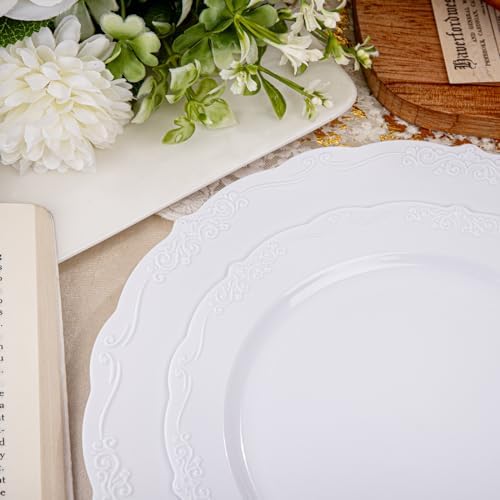 U-QE 100 Pcs White Plastic Plates, White Plates Disposable for Party - Image 4