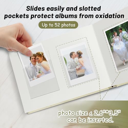 3 Inch Instax Mini Photo Album Linen Hardcover with 52 Pockets - Extra Wide Writing Space for Fujifilm,Digital Camera,HP Sprocket & KPOP Photo Cards,Premium Acid-Free Photo Book Gift (Beige) - Image 5