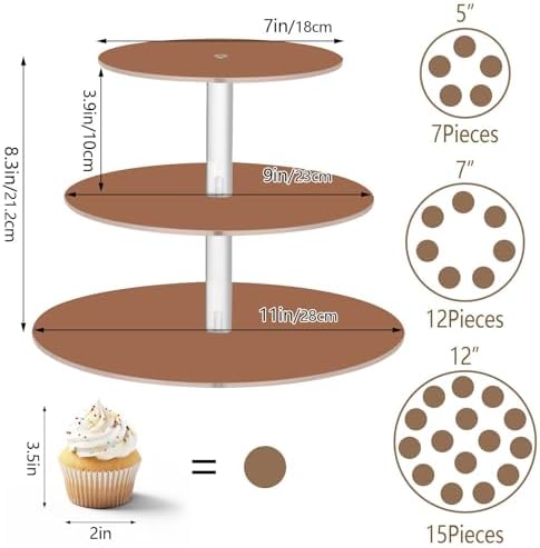 J JOYSAY Terracotta Print Acrylic Cupcake Stand 3 Tier Dessert Table Display Set Clear Cake Stands for Baby Shower Wedding Party Decorations Easy Assembly Donut Tower - Image 3