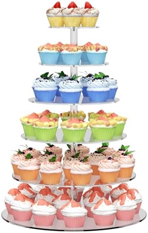 6 Tier Cupcake Stand Clear Acrylic Cupcake Tower for 60 Cupcakes by weddingwish