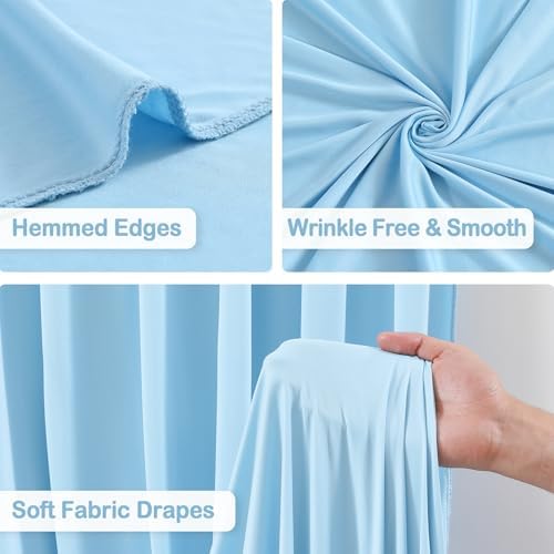 8 Panels Baby Blue Backdrop Curtains - Wrinkle Free Fabric Backdrop Curtain for Photoshoot, 10FT Wedding Party Photo Backdrop Drapes for Birthday Baby Shower Photography Stage Background Decorations - Image 2