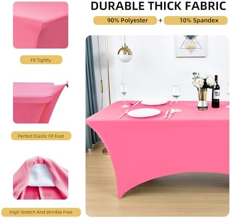 6-Pack 6ft Spandex Table Covers for Rectangle Standard Folding Tables - Wrinkle Resistant Stretch Tablecloths - Ultimate Fitted Table Protector for Parties, Trade Shows, Wedding - Image 2