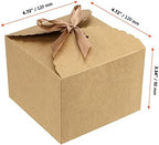 SINJEUN 50 PCS 4.7 x 4.7 x 3.5 Inch Brown Gift Boxes with Lid, Kraft Gift Wrap Box with 50 Ribbon, Decorative Empty Gift Box Craft Paper Boxes for Bridesmaid Proposal, Birthday Party, Wedding - Image 2