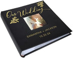 Personalized Wedding Photo Album, Custom Engraved Picture Album, Holds 200 4" x 6" Photos, Leatherette and Laser Engraved Scrapbook, Our Wedding, Black by GiftsForYouNow