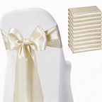 Satin Chair Sashes Bows 50 Pack Universal Polyester Chair Ribbons for Wedding Anniversary Retirement Party Birthday Engagement Banquet Graduation Outdoor Events Decor (Ivory, 50 pcs) by JKDMJF