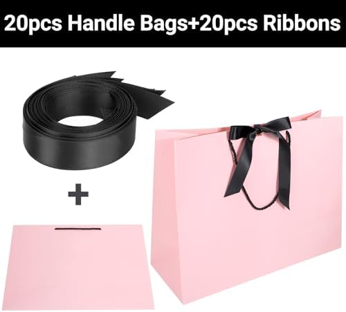 EUSOAR Pink Gift Bags, 20pcs 16"x6"x12" Large Thank You Gift Paper Bags with Ribbon Handles, Heavy Duty Shopping Wedding Party Baby Shower Birthday Favor Paper Gift Treat Bags Bulk - Image 4