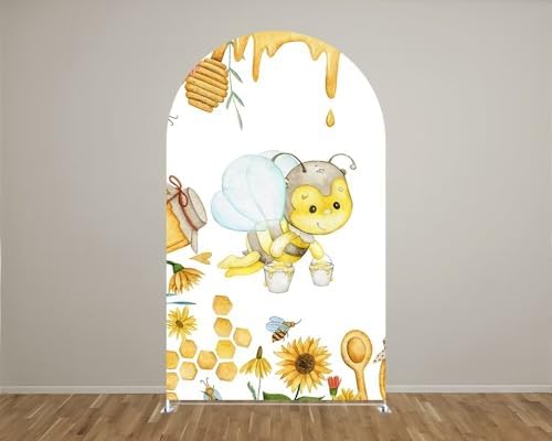Honey Bee Arch Fabric Covers Honeypot Honeycomb Stretchy Arched Stand Backdrop Cover for Birthday Party Baby Shower Decoration Supplies(Only Cover) - Image 2