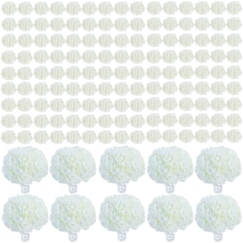AVIVIHO 205Pcs Fake Flowers White Hydrangea Artificial Flowers Bulk (Not Squished, No Steaming Need) Ivory Silk Flowers with Stems for Party Wedding Home Table Centerpieces DIY Florals Arch Decor by Aviviho