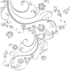 Light Grey Swirl Flower Floral Design. Edge Wall Decal. (100in X 29in) #262A by Stickerbrand