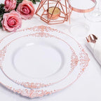 Nervure 700PCS Rose Gold Plastic Plates - Rose Gold Plastic Dinnerware Sets for 100 Guests - 200 White Disposable Plates, 300 Silverware, 100 Cups, 100 Napkins for Wedding & Party - Image 2