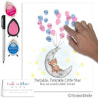 Teddy Bear and Moon Baby Shower Fingerprint Poster Guestbook Alternative Set with Ink Pads and Pen (Gender Reveal Party, 11x14 Inches) - Image 4