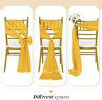 YMHPRIDE 60 PCS Gold Satin Chair Sashes, 7x108 Inch Ties Chair Bows - Image 5