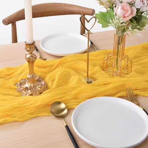 Yellow Cheesecloth Table Runner Fall Wedding Birthday Party Decor 6 Pack - Image 3