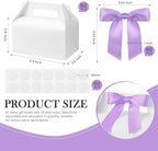 60 Pcs Bow Treat Boxes White Treat Gift Boxes with Satin Ribbon, Coquette Bow Themed Candy Box for Party Favor Snacks Cookie Wedding Birthday Bridal Baby Shower 6.4 x 3.6 x 3.2 Inches(Purple) - Image 2
