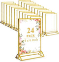 Jeffbaubl 24 Pcs Gold Acrylic Sign Holder, 4 x 6 Gold Frame Plastic Display by Jeffbaubl