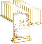 Jeffbaubl 24 Pcs Gold Acrylic Sign Holder, 4 x 6 Gold Frame Plastic Display by Jeffbaubl