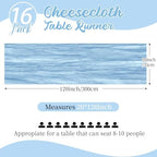 16 Pack Baby Blue Cheesecloth Table Runners 20x120 Inch Gauze Table Runner 10FT Easter Cheese Cloth Table Runner Rustic Sheer Runner for Wedding Baby Shower Birthday Party Table Decor - Image 2
