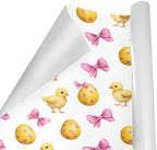 OTVEE 4 Rolls Wrap Paper Roll,Baby Chick With Pink Ribbon Design Gift Wrap Wrapping Paper for Birthdays, Graduations, Father's Day, Baby Showers, Halloween, Christmas, 58x22.8 in Per Roll - Image 3