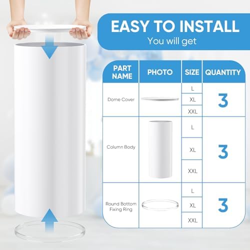 SaitiMade Set of 3 - White Cylinder Stands, Round PVC Pedestal Stands - Image 4